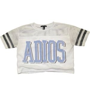 Forever21 White Mesh Adiós Crop Top